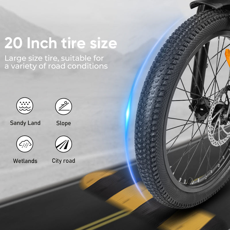 SAMEBIKE CY20 | Electric Bike (E-Bike) | 350W • 36V 12Ah Battery • 16 MPH • 20×2.35 Tyres | Sold by Rydiqo®