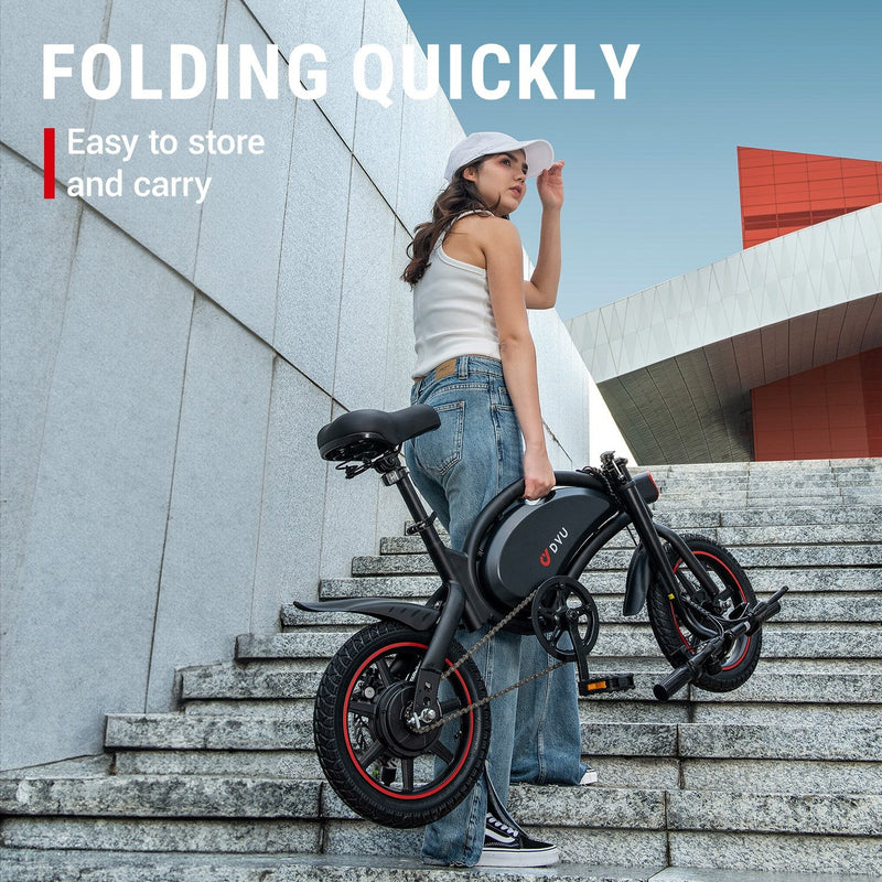 DYU D3F 14" Folding Electric Bike | 250W | 36V 10Ah | 25km/h | Black