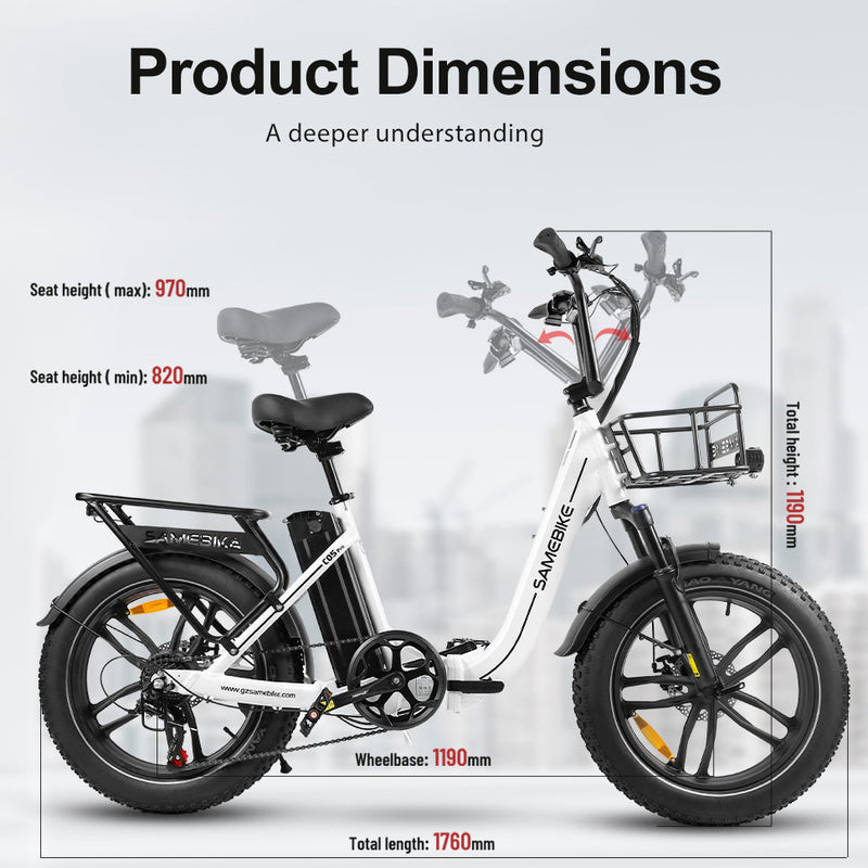 SAMEBIKE C05 Pro | Electric Bike (E-Bike) | 500W • 36V 13Ah Battery • 22 MPH • 20×4.0 Tyres | Sold by Rydiqo®