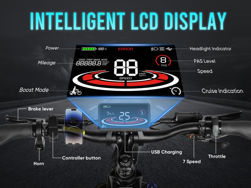 SAMEBIKE LO26 Plus | Electric Bike (E-Bike) | 1000W • 48V 15Ah Battery • 28 MPH • 26×3.0 Tyres | Sold by Rydiqo®