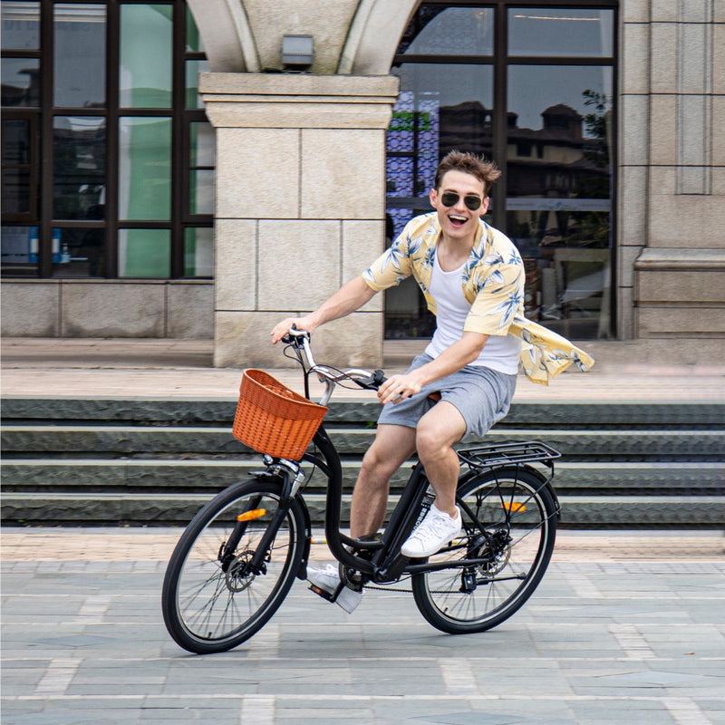 DYU C6 26" City Electric Bike | 250W | 36V 12.5Ah | 25km/h | White