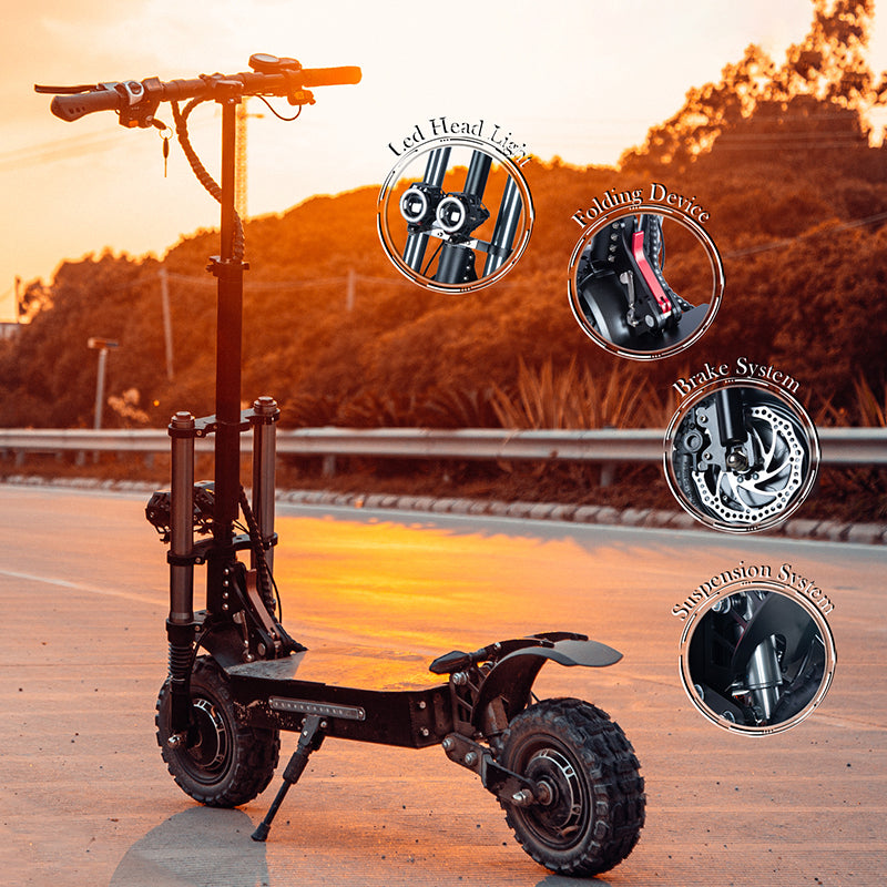 Toursor E5B | Electric Scooter (E-Scooter) | 6000W • 60V 40Ah • 53 MPH • 11” City Road Tyres | Sold by Rydiqo®