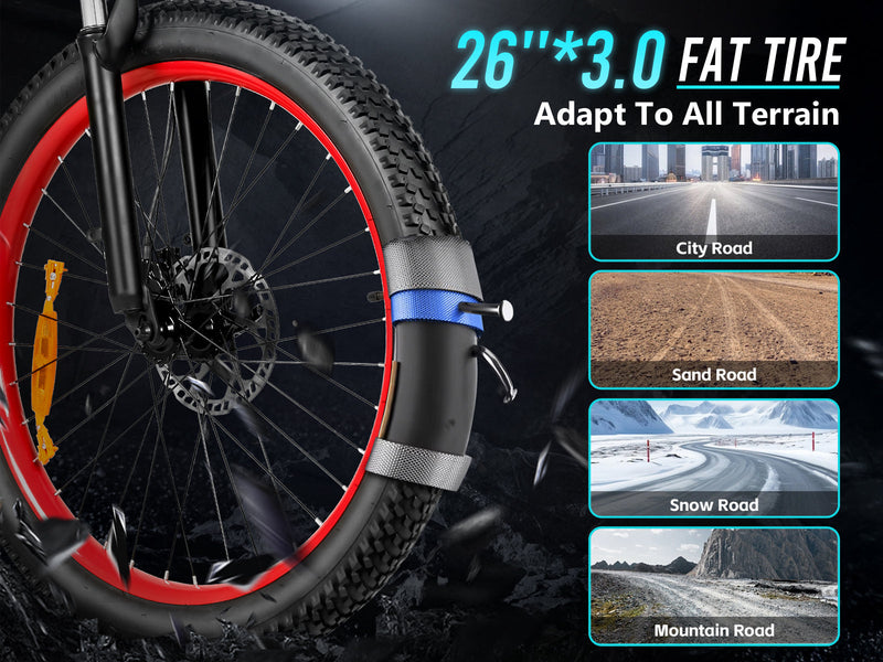 SAMEBIKE LO26 Plus | Electric Bike (E-Bike) | 1000W • 48V 15Ah Battery • 28 MPH • 26×3.0 Tyres | Sold by Rydiqo®