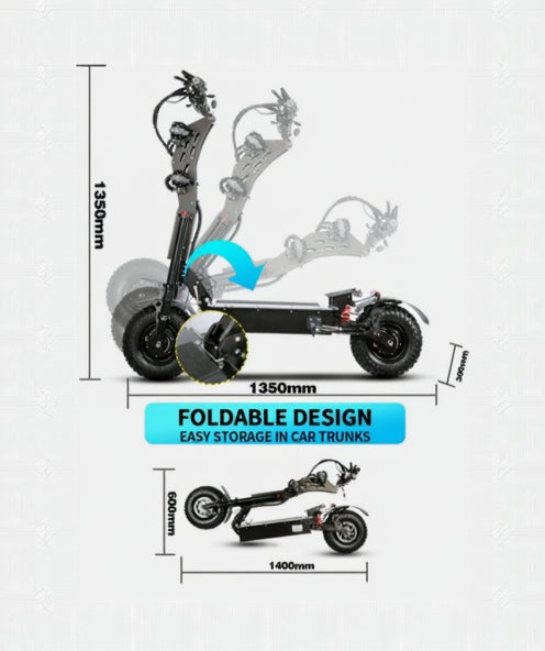 Quickwheel VIPER 10000W | Electric Scooter (E-Scooter) | 10000W • 72V 40Ah • 68 MPH • 13” Road Tyres | Sold by Rydiqo®