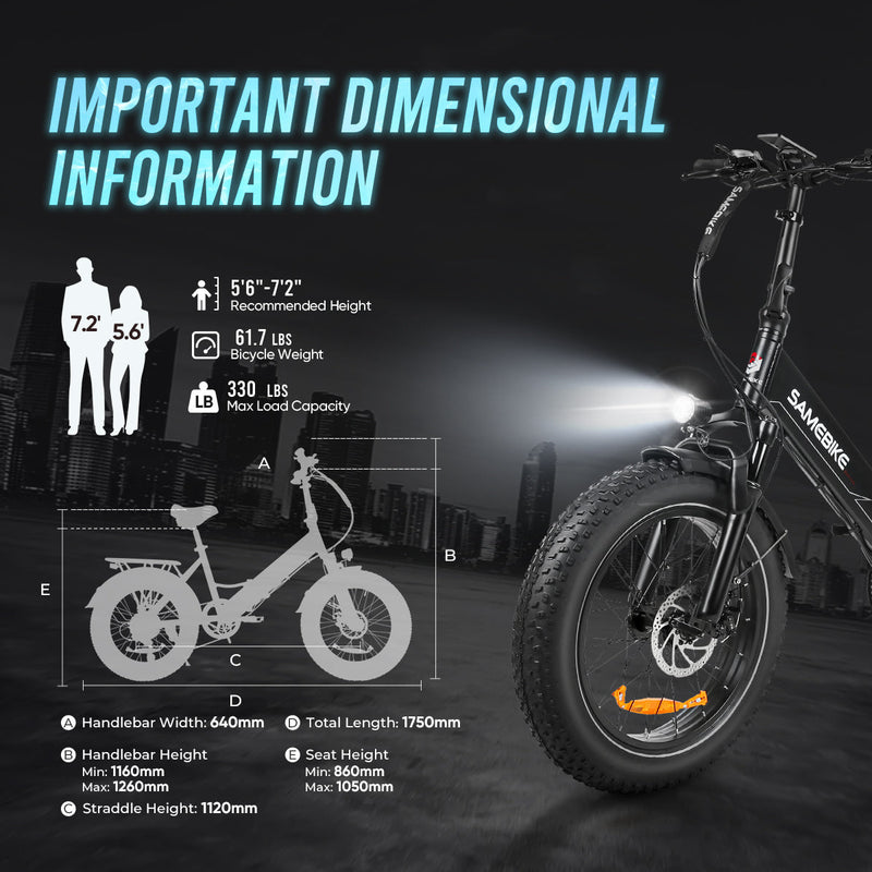 SAMEBIKE LOTDM200-II | Electric Bike (E-Bike) | 750W • 48V 13Ah Battery • 22 MPH • 20×4.0 Tyres | Sold by Rydiqo®