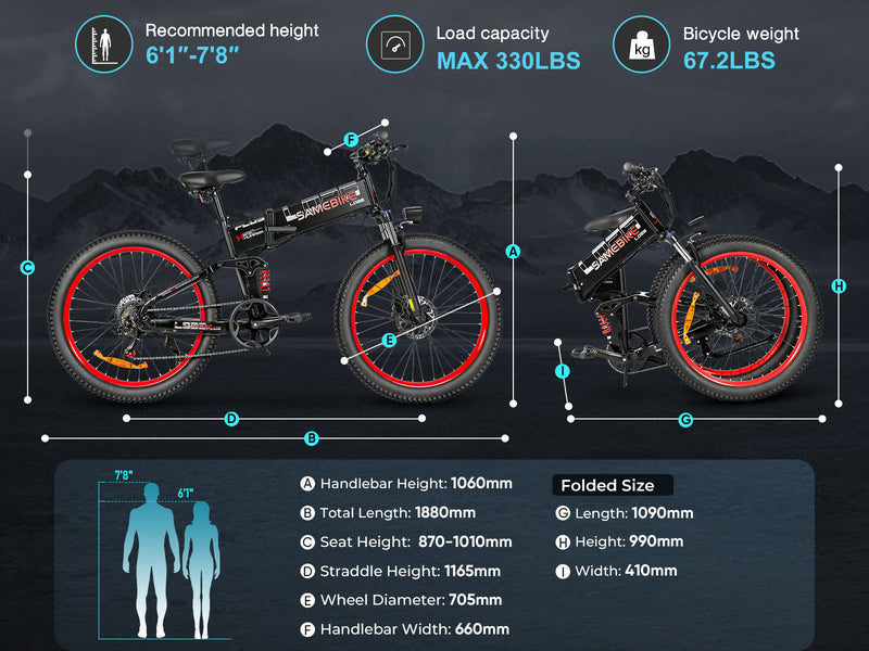 SAMEBIKE LO26 Plus | Electric Bike (E-Bike) | 1000W • 48V 15Ah Battery • 28 MPH • 26×3.0 Tyres | Sold by Rydiqo®