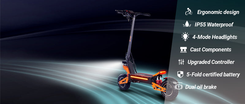 Quickwheel X5 6000W | Electric Scooter (E-Scooter) | 6000W • 60V 38Ah • 53 MPH • 11” Off-Road Tyres | Sold by Rydiqo®
