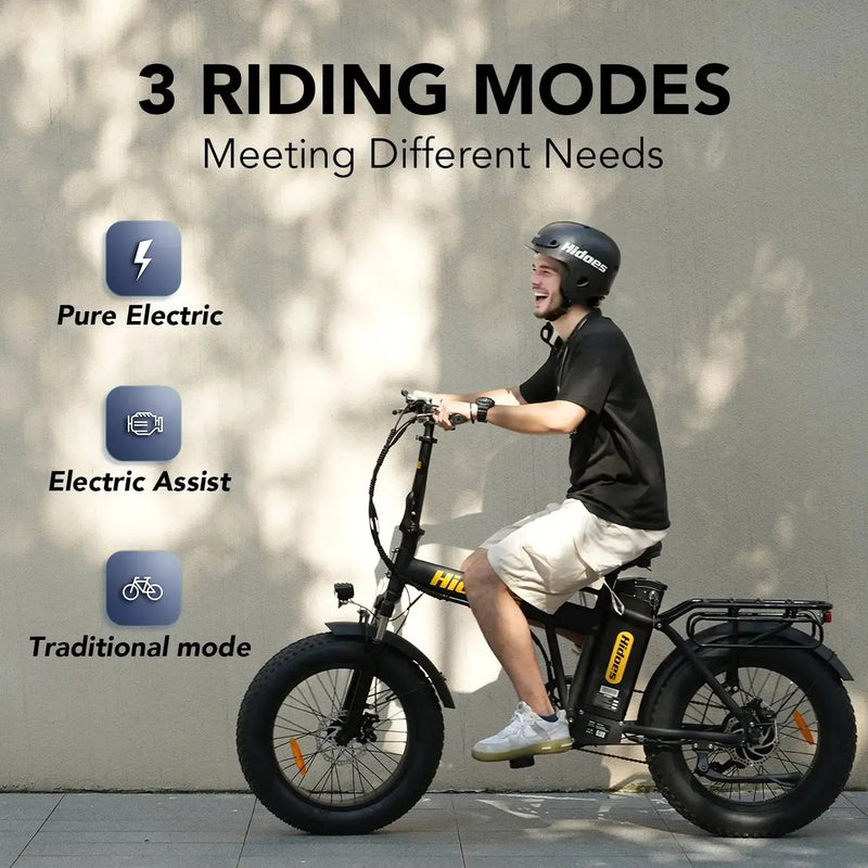 Hidoes F3 | Electric Bike (E-Bike) | 750W • 48V 13Ah • 28 MPH • 20×4.0 Fat Tyres | Sold by Rydiqo®