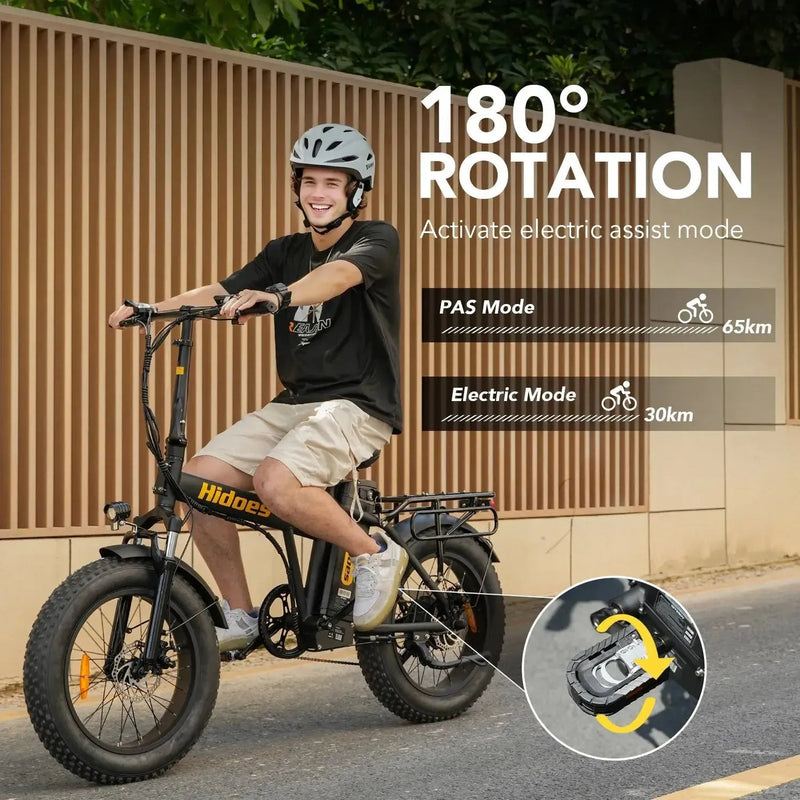 Hidoes F3 | Electric Bike (E-Bike) | 750W • 48V 13Ah • 28 MPH • 20×4.0 Fat Tyres | Sold by Rydiqo®