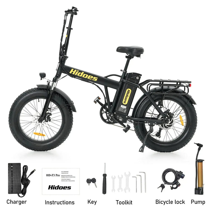 Hidoes F3 | Electric Bike (E-Bike) | 750W • 48V 13Ah • 28 MPH • 20×4.0 Fat Tyres | Sold by Rydiqo®