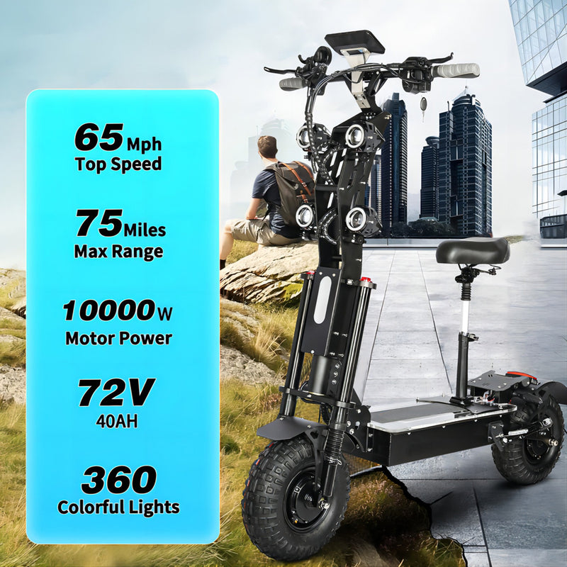 Toursor X14 Pro | Electric Scooter (E-Scooter) | Dual 5000W • 72V 40Ah Samsung Battery • 62 MPH • 13” Off-Road Tyres | Sold by Rydiqo®