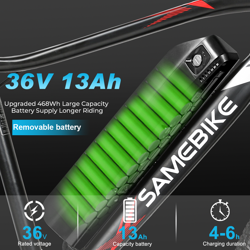 SAMEBIKE EBE2 | Electric Bike (E-Bike) | 350W • 36V 13Ah Battery • 15.5 MPH • 24×2.125 Tyres | Sold by Rydiqo®