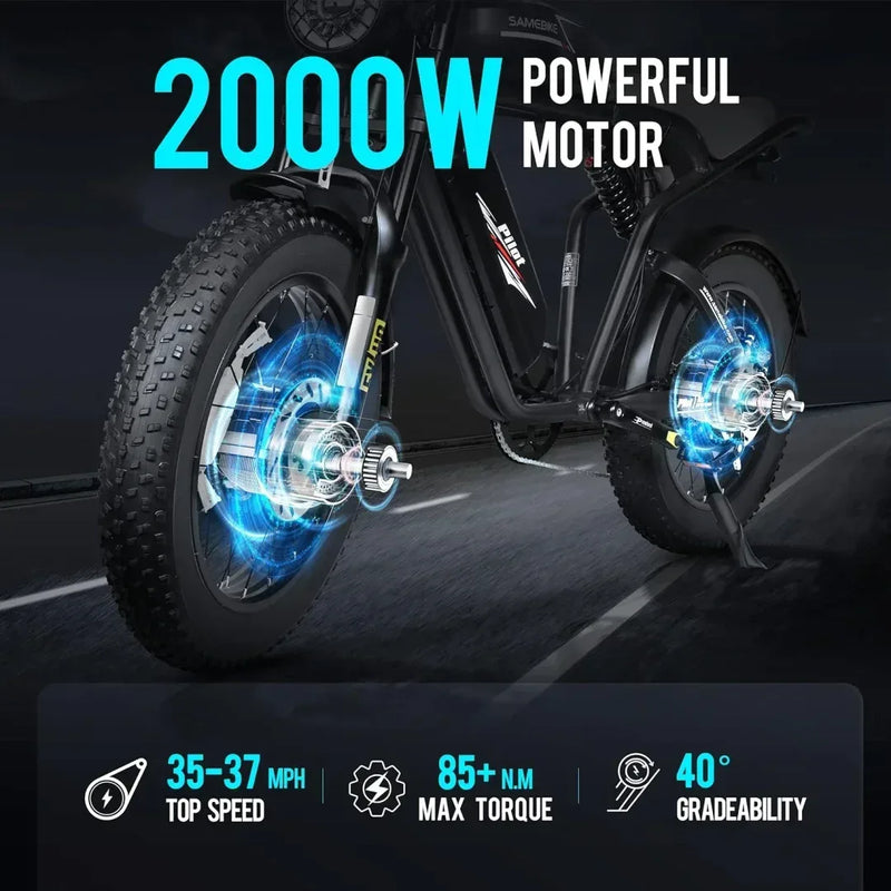 SAMEBIKE M20 | Electric Bike (E-Bike) | 1000W • 48V 16Ah Battery • 28 MPH • 20×4.0 Fat Tyres | Sold by Rydiqo®