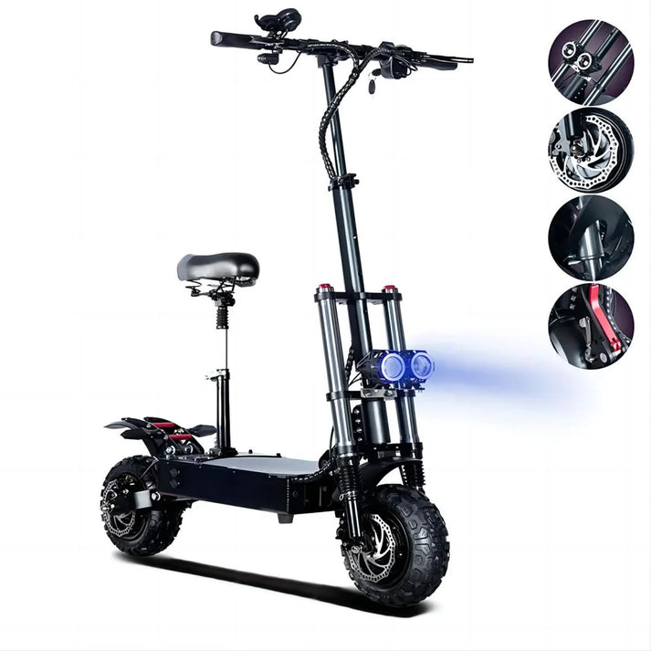 Toursor E5B | Electric Scooter (E-Scooter) | 6000W • 60V 40Ah • 53 MPH • 11” City Road Tyres | Sold by Rydiqo®