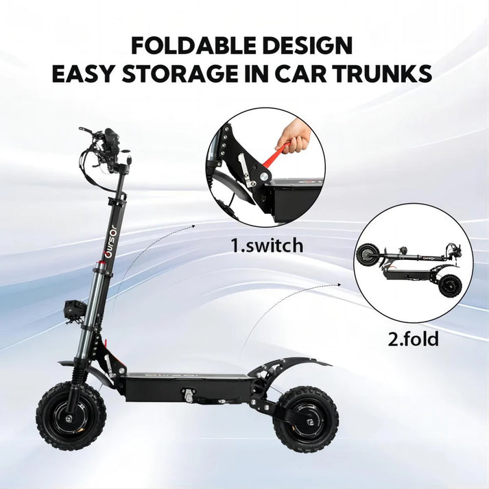 Toursor E5B | Electric Scooter (E-Scooter) | 6000W • 60V 40Ah • 53 MPH • 11” City Road Tyres | Sold by Rydiqo®