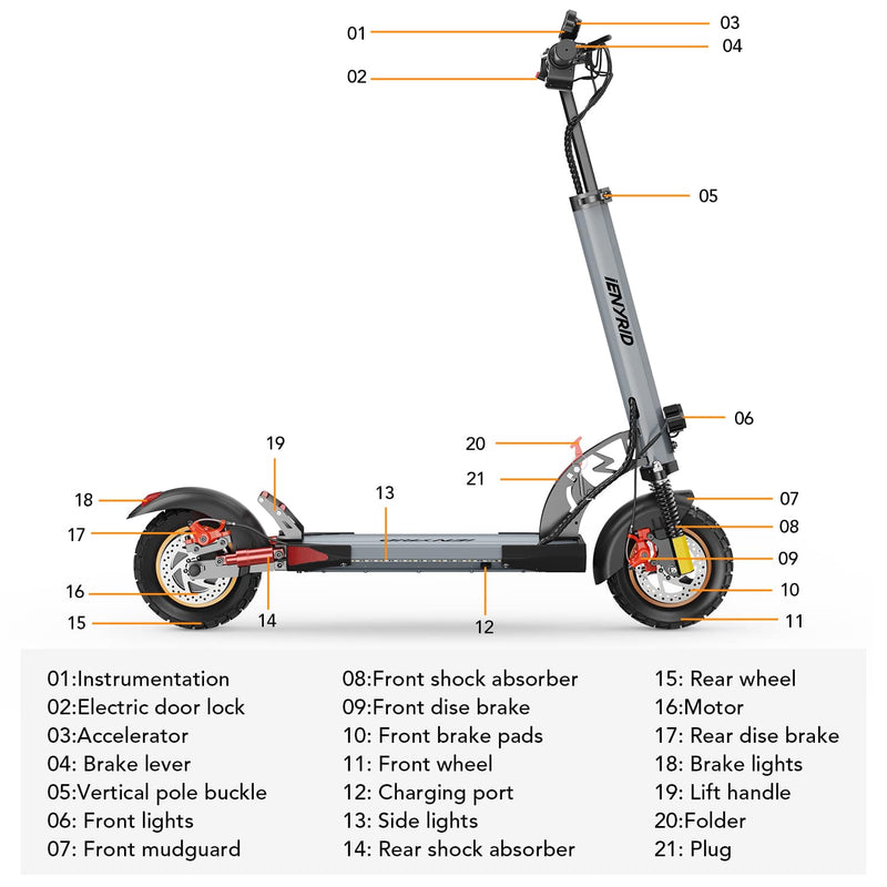 iENYRID A1 | Electric Scooter | 800W • 48V 12.5Ah • 28 MPH • 10” Tyres | Sold by Rydiqo®