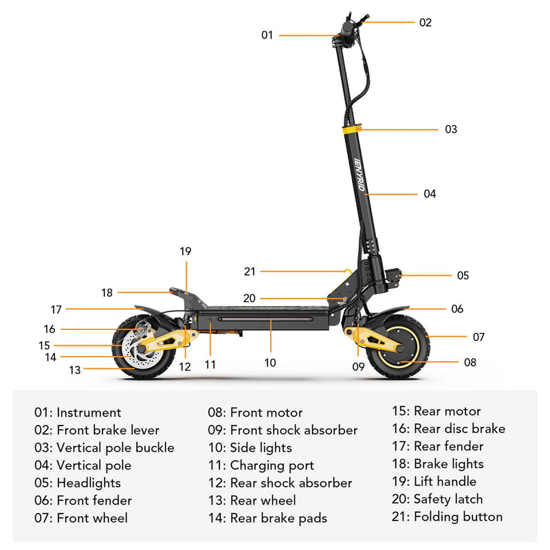 iENYRID ES1 | Electric Scooter | 2400W Dual Motor • 48V 20.8Ah • 40 MPH • 10” Tyres | Sold by Rydiqo®
