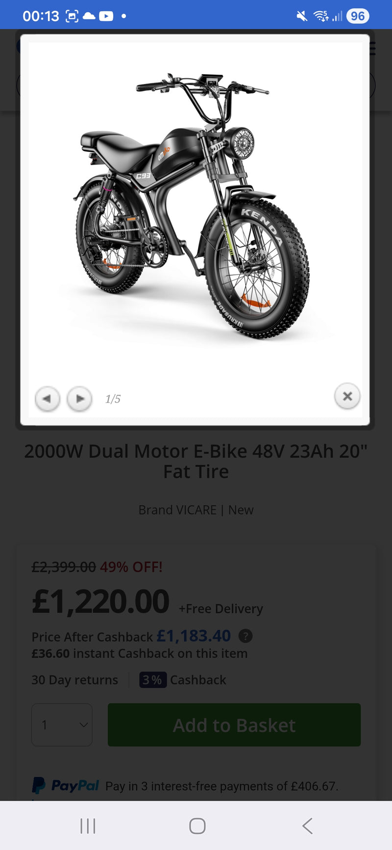 Emoko ebike c93 dual motor 2000w 23ah excellent condition
