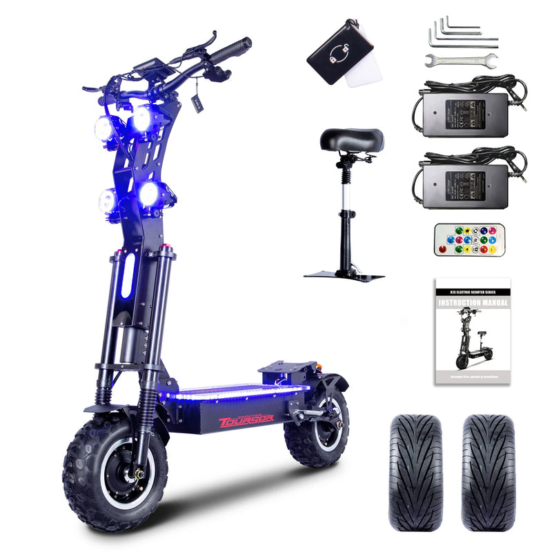 Toursor X14 Pro | Electric Scooter (E-Scooter) | Dual 5000W • 72V 40Ah Samsung Battery • 62 MPH • 13” Off-Road Tyres | Sold by Rydiqo®