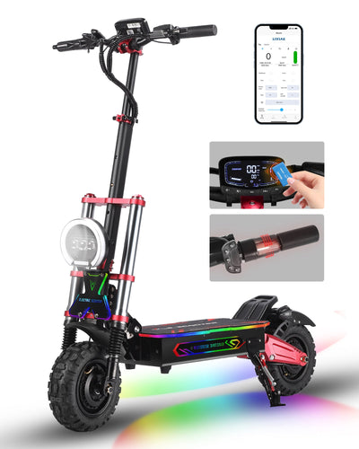 Quickwheel Explorer GT | Electric Scooter (E-Scooter) | 6000W • 60V 38Ah • 52 MPH • 11″ Off-Road Tires | Sold by Rydiqo®
