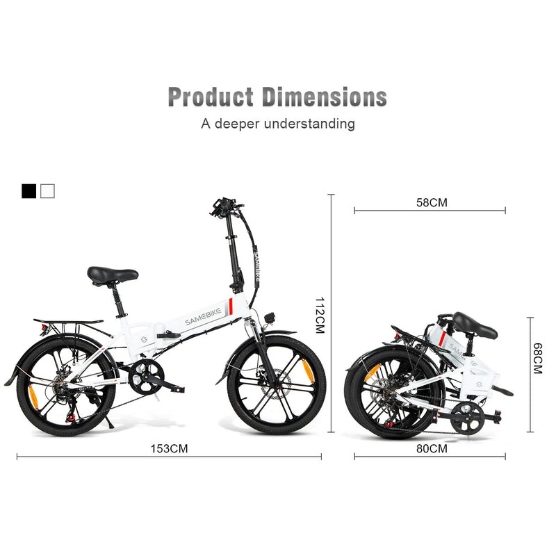 SAMEBIKE 20LVXD30-II | Electric Bike (E-Bike) | 350W • 48V 10Ah Battery • 16 MPH • 20×1.95 Tyres | Sold by Rydiqo®